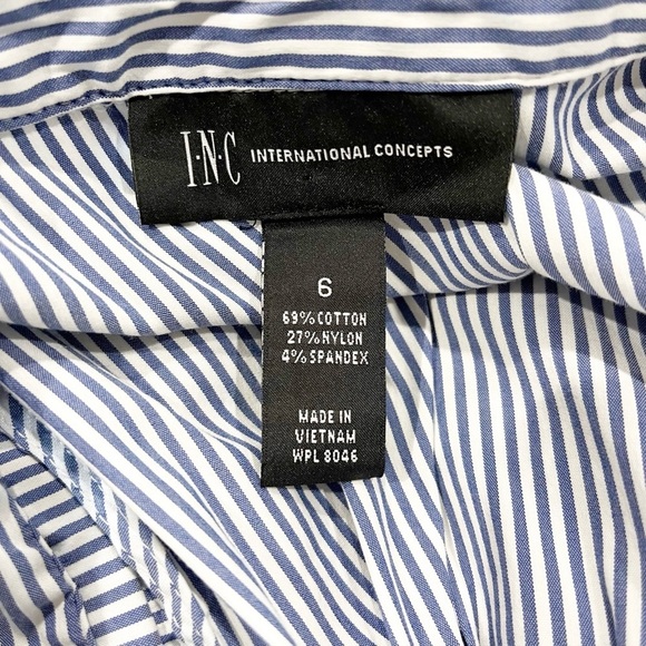 INC Blue White Size 6 Sleeveless Handkerchief Shirtdress Preppy Nautical Spring - Picture 10 of 10